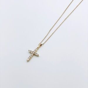 Gold Cross Necklace for woman | Dainty Cross Necklace | CZ Pendant Cross Pendant